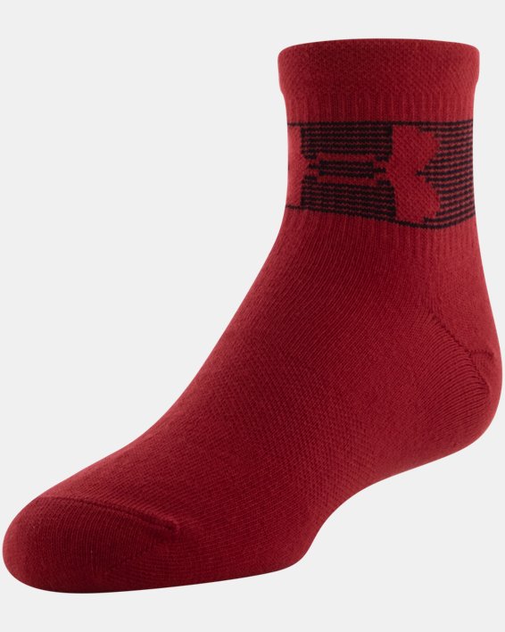Boys' UA Essential Quarter 6-Pack Socks, Red, pdpMainDesktop image number 11